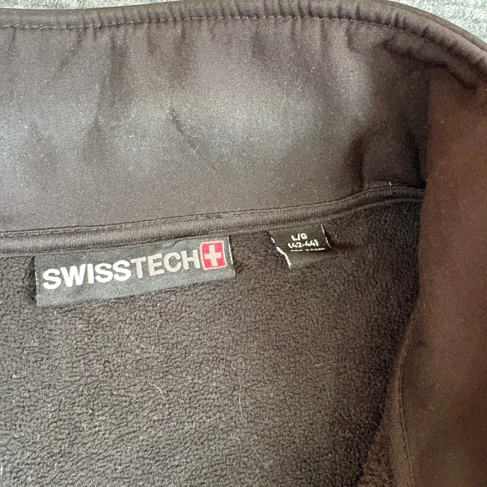 Swiss Tech Mens Hybrid Softshell Fleece Jacket Black Gray Full Zip Large 42-44